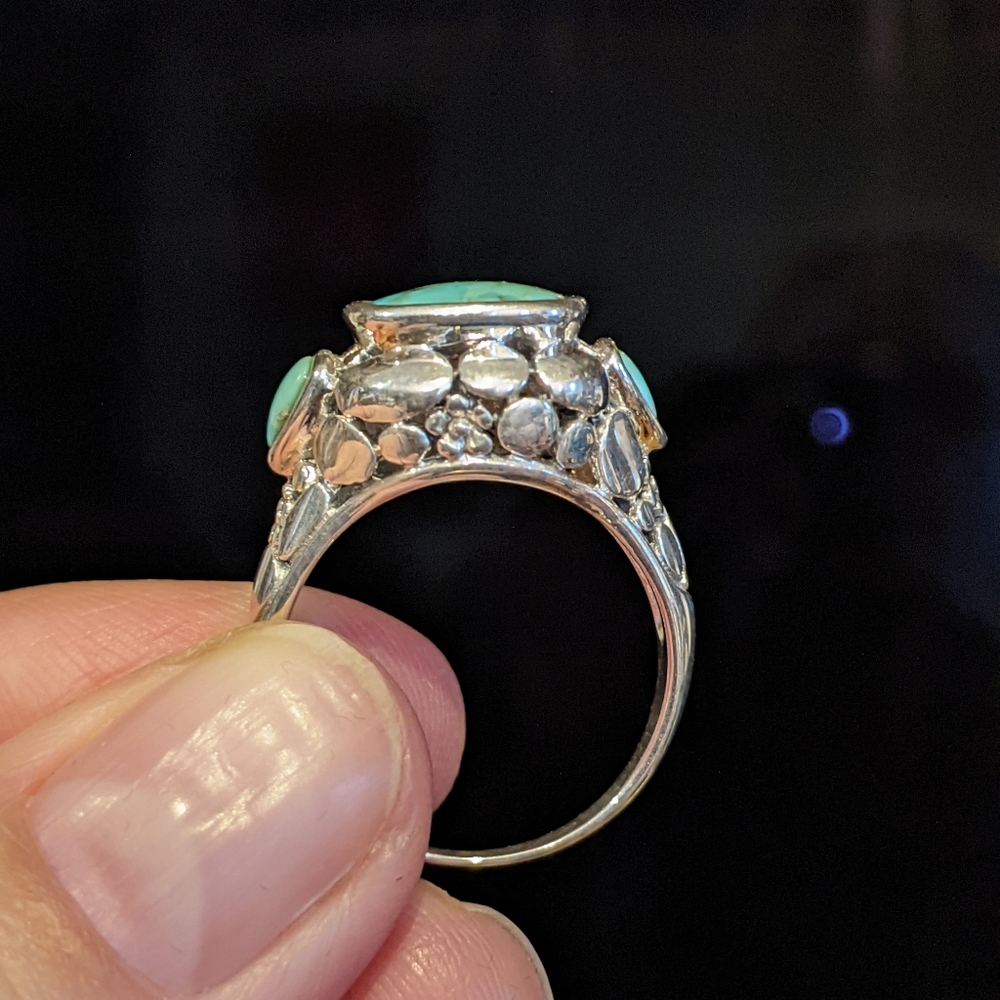 Natural Kingman Turquoise .925 silver ring, size 8 - Picture 11 of 12